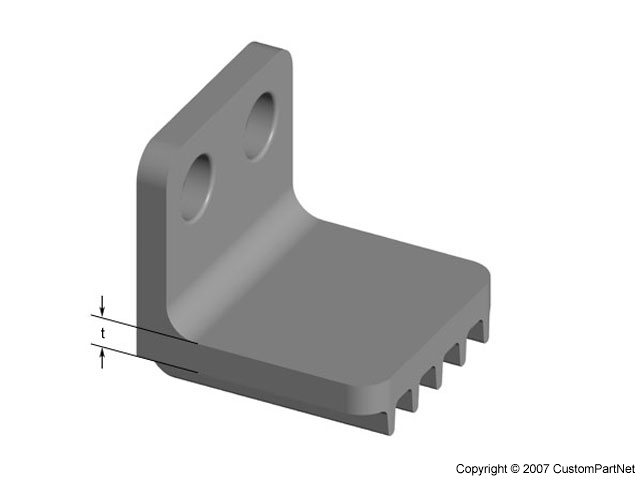 Thin wall of thickness t with ribs